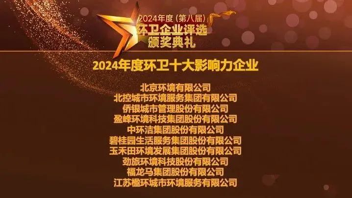 连续五年登榜丨熊猫体育官网环境荣膺“2024年度环卫十大影响力企业”